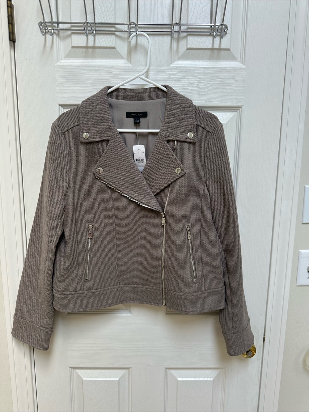 NWT Ann Taylor textured Gray Moto Jacket